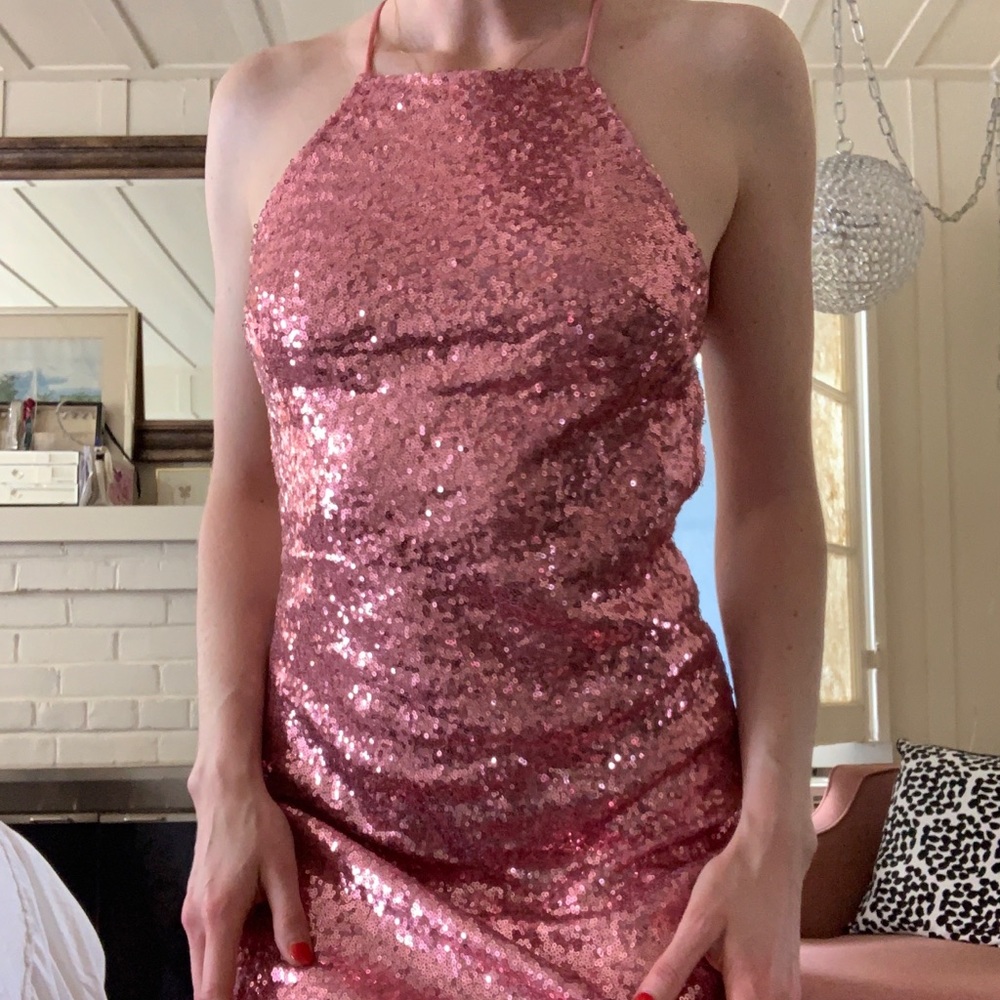 Pink Sequin Mini Dress